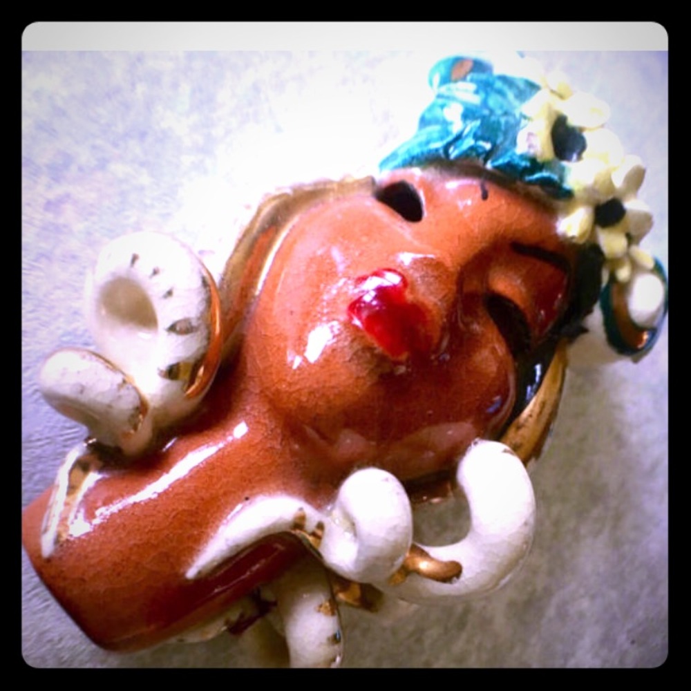 Carmen Miranda Ceramic Brooch, California crafted.
